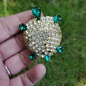 vintage rhinestone turtle brooch
